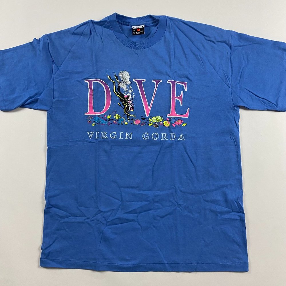 Vintage NWOT 90s Dive Virgin Island Gorda T Shirt Mens XL Scuba Diving Snorkling